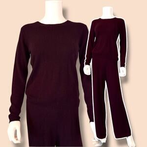 Neiman Marcus Cashmere Sweater Pants Set Womens Size Small Purple Lounge Comfy